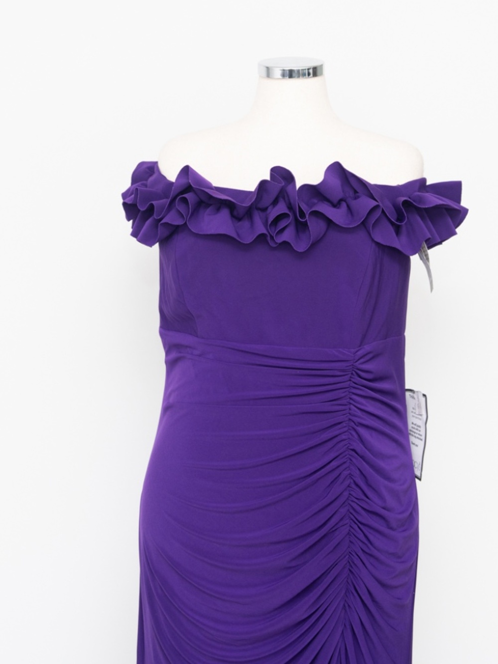 XSCAPE - Ruched Off-Shoulder Gown - Picture 8 of 12